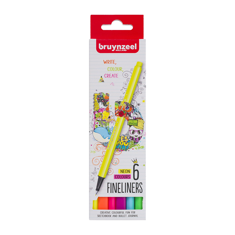 Bruynzeel Fineliners Marker készlet 6db - Neon