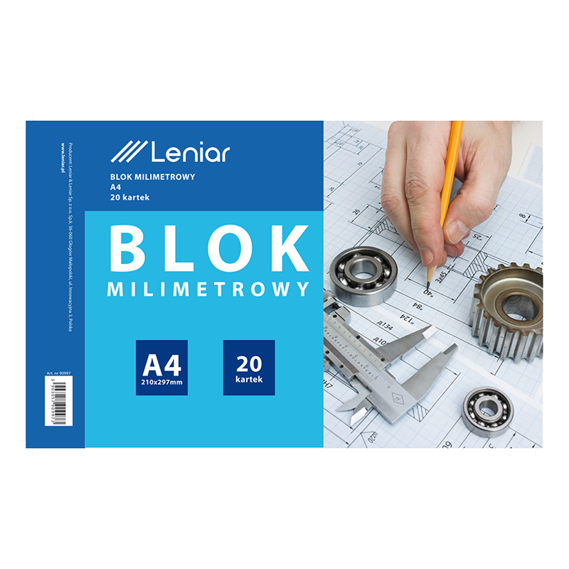 Leniar milliméteres jegyzettömb A4 - 20 lap